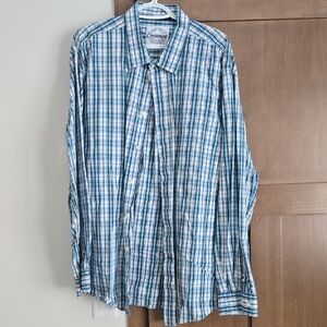 Men's Blue Plaid Button-Up Shirt